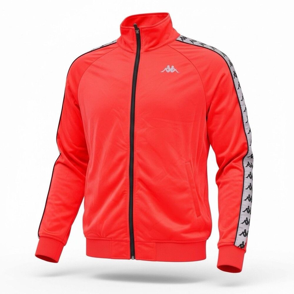 kappa jacket mens medium red track banda logo full zip athletic top reflective